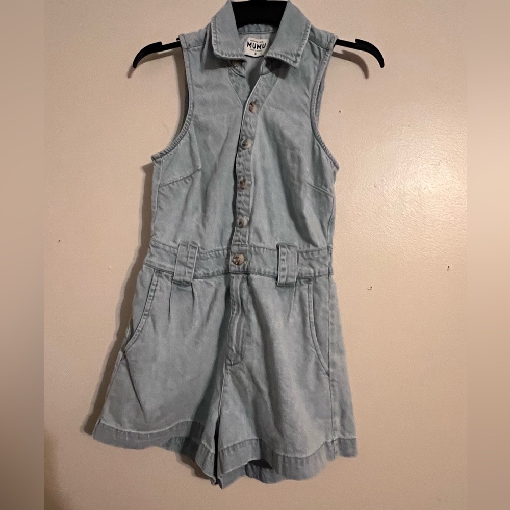 Show Me Your MuMu Richmond Lakeside Light Blue Denim Sleeveless Romper